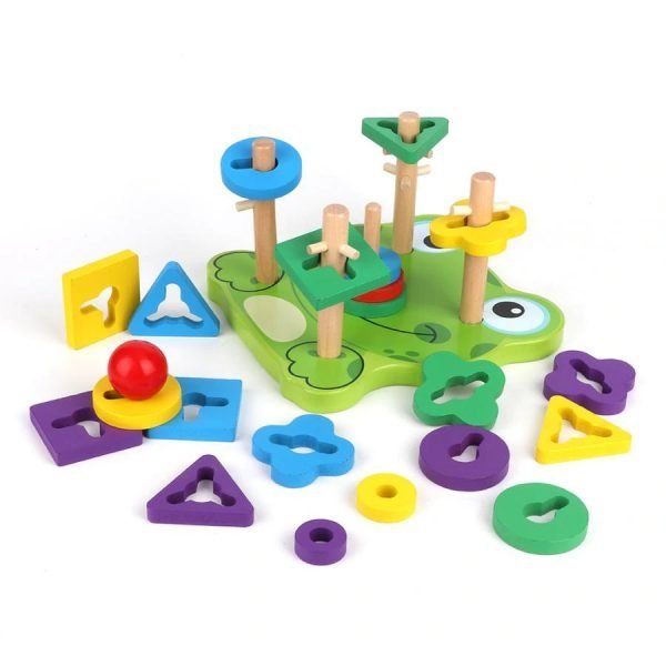 juego de encaje madera rana