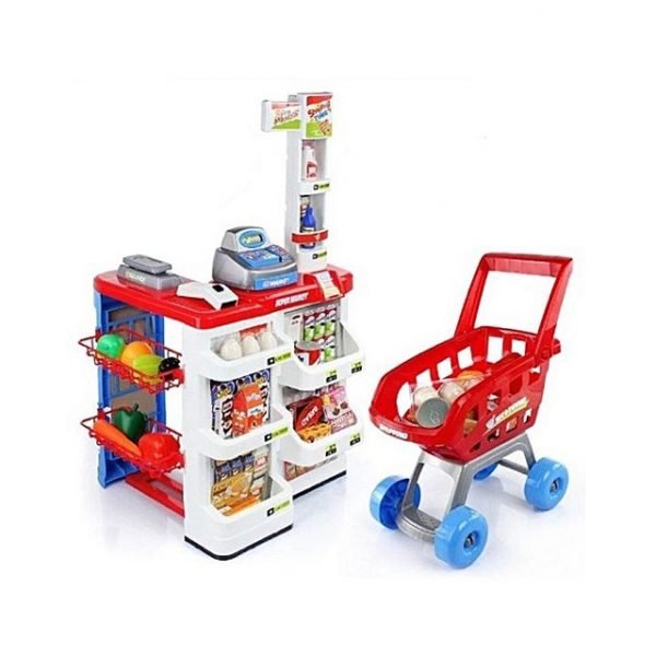 Set de supermercado con tienda y coche de 46 pcs